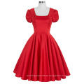 Belle Poque Hollowed Back Kurze Ärmel Red Swing Kleid Retro Pin Up Kleid Vintage 50er Kleid BP000025-2